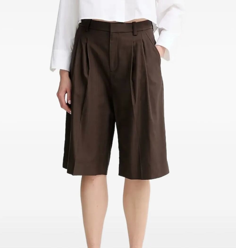 A.L.C. Pleated Bermuda Trouser Shorts Chocolate Brown 6